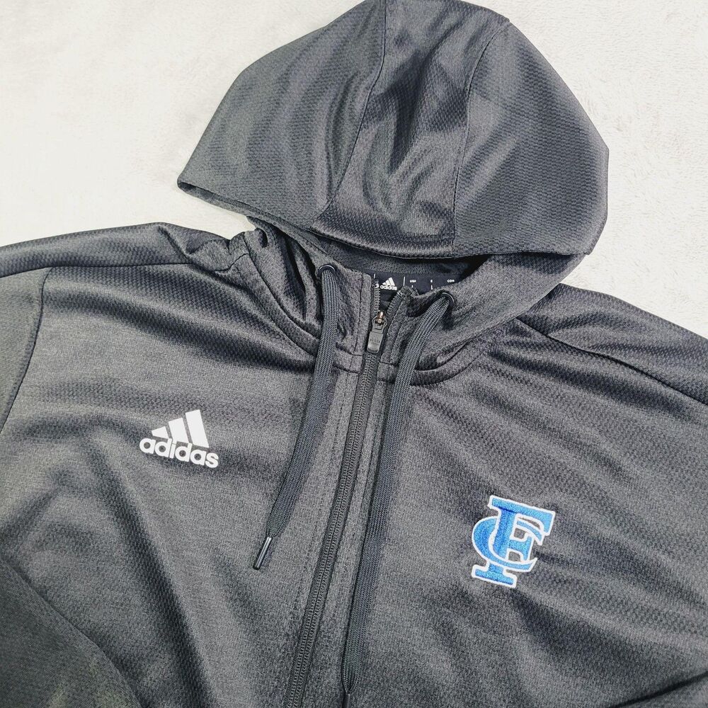 Adidas Hoodie Mens Large Black ClimaWarm Full Zip Logo Thermal Athletic